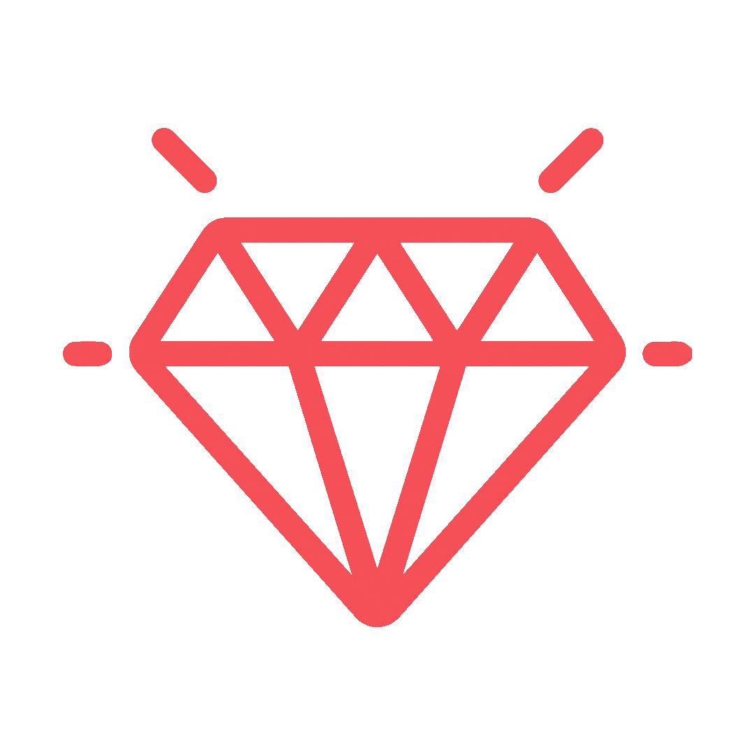 Diamond gemstone icon on red background, suggesting premium quality or premium membership